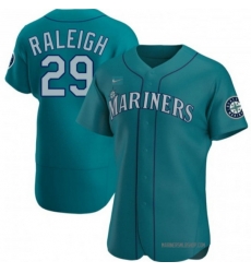 Men Seattle Mariners 29 Cal Raleigh Aqua Flex Base Stitched Jersey