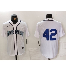 Men Seattle Mariners 42 Jackie Robinson White Cool Base Stitched Jersey