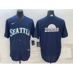 Men Seattle Mariners Navy Team Big Logo Cool Base Stitched Jersey