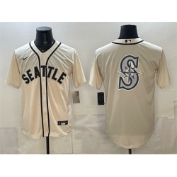 Men Seattle Mariners Team Big Logo Cream Alternate Stitched Baseball Jerseys