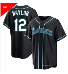 Men's #12 Josh Naylor Seattle Mariners Black Replica Fashion Out Jersey