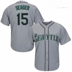 Mens Majestic Seattle Mariners 15 Kyle Seager Replica Grey Road Cool Base MLB Jersey