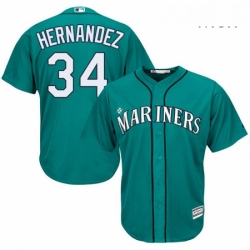 Mens Majestic Seattle Mariners 34 Felix Hernandez Replica Teal Green Alternate Cool Base MLB Jersey