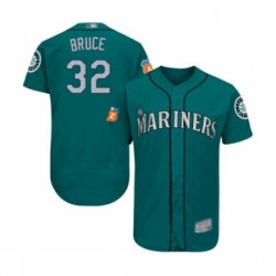 Mens Seattle Mariners 32 Jay Bruce Teal Green Alternate Flex Base Authentic Collection Baseball Jersey