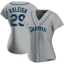 Women Seattle Mariners 29 Cal Raleigh  grey Authentic Alternate Jerseys