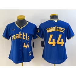 Women Seattle Mariners 44 Julio Rodriguez Royal 2023 City Connect With Patch Stitched Baseball Jersey