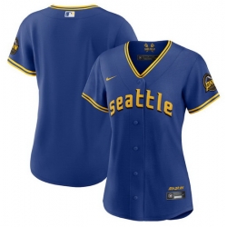 Women Seattle Mariners Blank Royal 2023 City Connect Stitched Baseball Jersey