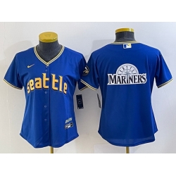 Women Seattle Mariners Royal 2023 City Connect Team Big Logo Stitched Baseball Jersey