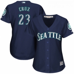 Womens Majestic Seattle Mariners 23 Nelson Cruz Authentic Navy Blue Alternate 2 Cool Base MLB Jersey