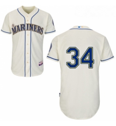 Womens Majestic Seattle Mariners 34 Felix Hernandez Replica Cream Alternate Cool Base MLB Jersey