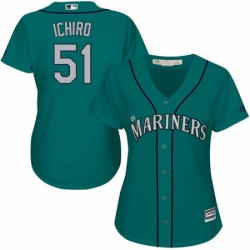 Womens Majestic Seattle Mariners 51 Ichiro Suzuki Authentic Teal Green Alternate Cool Base MLB Jersey