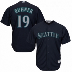 Youth Majestic Seattle Mariners 19 Jay Buhner Replica Navy Blue Alternate 2 Cool Base MLB Jersey 