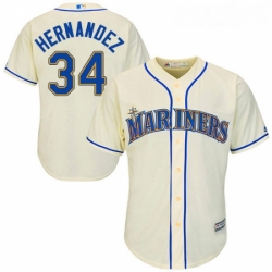 Youth Majestic Seattle Mariners 34 Felix Hernandez Replica Cream Alternate Cool Base MLB Jersey