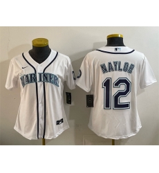 Youth Seattle Mariners 12 Josh Naylor White Cool Base Stitched Baseball Jersey