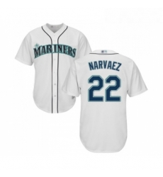 Youth Seattle Mariners 22 Omar Narvaez Replica White Home Cool Base Baseball Jersey 