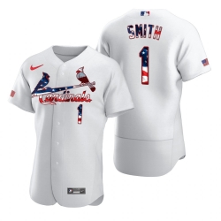 Men St  Louis St.Louis Cardinals 1 Ozzie Smith Men Nike White Fluttering USA Flag Limited Edition Flex Base MLB Jersey