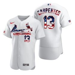 Men St  Louis St.Louis Cardinals 13 Matt Carpenter Men Nike White Fluttering USA Flag Limited Edition Flex Base MLB Jersey