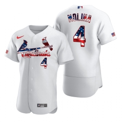 Men St  Louis St.Louis Cardinals 4 Yadier Molina Men Nike White Fluttering USA Flag Limited Edition Flex Base MLB Jersey