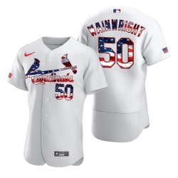 Men St  Louis St.Louis Cardinals 50 Adam Wainwright Men Nike White Fluttering USA Flag Limited Edition Flex Base MLB Jersey