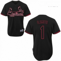 Mens Majestic St Louis Cardinals 1 Ozzie Smith Replica Black Fashion MLB Jersey