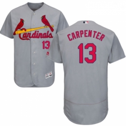 Mens Majestic St Louis Cardinals 13 Matt Carpenter Grey Road Flex Base Authentic Collection MLB Jersey