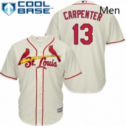 Mens Majestic St Louis Cardinals 13 Matt Carpenter Replica Cream Alternate Cool Base MLB Jersey