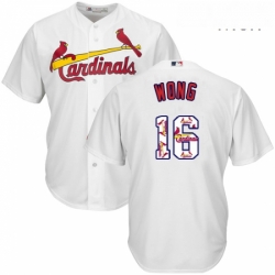 Mens Majestic St Louis Cardinals 16 Kolten Wong Authentic White Team Logo Fashion Cool Base MLB Jersey