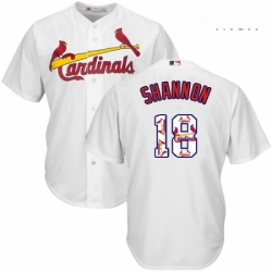 Mens Majestic St Louis Cardinals 18 Mike Shannon Authentic White Team Logo Fashion Cool Base MLB Jersey