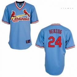 Mens Majestic St Louis Cardinals 24 Whitey Herzog Authentic Blue Cooperstown Throwback MLB Jersey