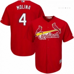 Mens Majestic St Louis Cardinals 4 Yadier Molina Replica Red Cool Base MLB Jersey