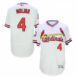 Mens Majestic St Louis Cardinals 4 Yadier Molina White Flexbase Authentic Collection Cooperstown MLB Jersey