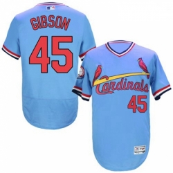 Mens Majestic St Louis Cardinals 45 Bob Gibson Light Blue FlexBase Authentic Collection MLB Jersey