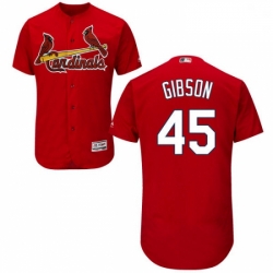 Mens Majestic St Louis Cardinals 45 Bob Gibson Red Alternate Flex Base Authentic Collection MLB Jersey