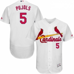 Mens Majestic St Louis Cardinals 5 Albert Pujols White Home Flex Base Authentic Collection MLB Jersey