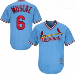 Mens Majestic St Louis Cardinals 6 Stan Musial Authentic Light Blue Cooperstown MLB Jersey