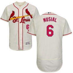 Mens Majestic St Louis Cardinals 6 Stan Musial Cream Alternate Flex Base Authentic Collection MLB Jersey