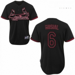 Mens Majestic St Louis Cardinals 6 Stan Musial Replica Black Fashion MLB Jersey