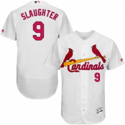 Mens Majestic St Louis Cardinals 9 Enos Slaughter White Home Flex Base Authentic Collection MLB Jersey