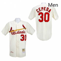Mens Mitchell and Ness 1967 St Louis Cardinals 30 Orlando Cepeda Authentic Cream Throwback MLB Jersey