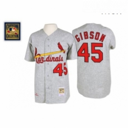 Mens Mitchell and Ness 1967 St Louis Cardinals 45 Bob Gibson Replica Grey Throwback MLB Jersey