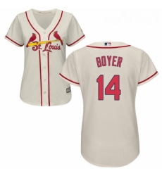 Womens Majestic St Louis Cardinals 14 Ken Boyer Authentic Cream Alternate Cool Base MLB Jersey