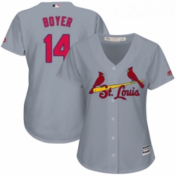 Womens Majestic St Louis Cardinals 14 Ken Boyer Authentic Grey Road Cool Base MLB Jersey