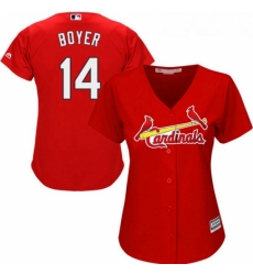 Womens Majestic St Louis Cardinals 14 Ken Boyer Authentic Red Alternate Cool Base MLB Jersey