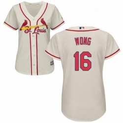 Womens Majestic St Louis Cardinals 16 Kolten Wong Replica Cream Alternate Cool Base MLB Jersey