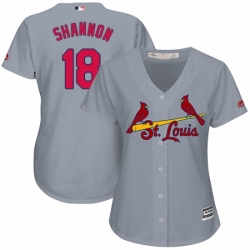 Womens Majestic St Louis Cardinals 18 Mike Shannon Authentic Grey Road Cool Base MLB Jersey