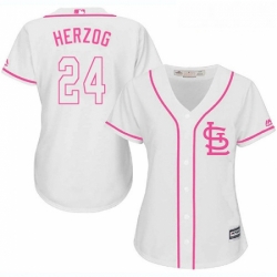 Womens Majestic St Louis Cardinals 24 Whitey Herzog Authentic White Fashion Cool Base MLB Jersey