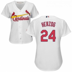 Womens Majestic St Louis Cardinals 24 Whitey Herzog Replica White Home Cool Base MLB Jersey