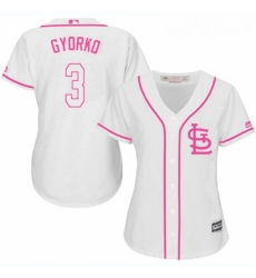 Womens Majestic St Louis Cardinals 3 Jedd Gyorko Replica White Fashion Cool Base MLB Jersey