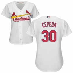 Womens Majestic St Louis Cardinals 30 Orlando Cepeda Authentic White Home Cool Base MLB Jersey