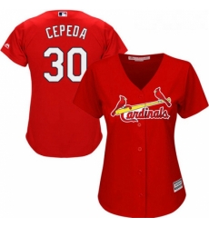 Womens Majestic St Louis Cardinals 30 Orlando Cepeda Replica Red Alternate Cool Base MLB Jersey